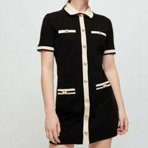 Maje contrast-knit dress with horsebit details
